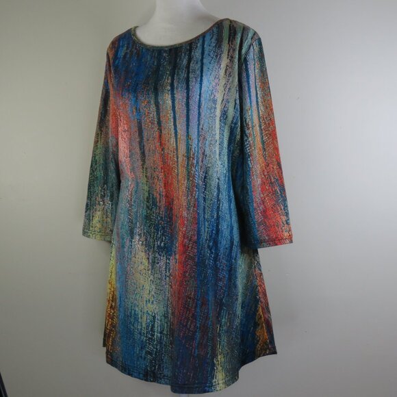 Azalea by Firmiana Multicolor 3/4-Sleeve Pullover Stretch Tunic Size L (C1354) - Picture 4 of 7